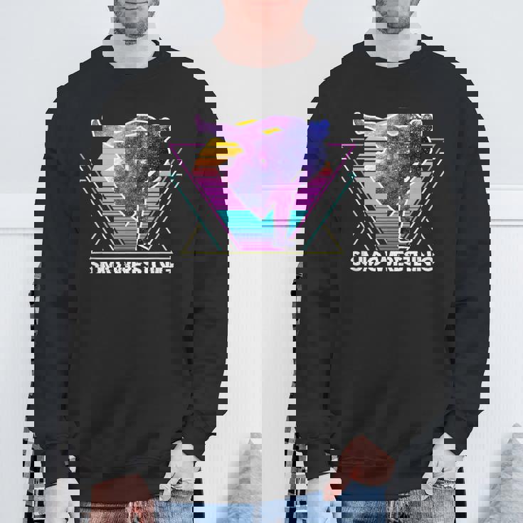 日本相撲 レトロベイパーウェイブ90s 相撲リンガー スウェットシャツ 高齢者への贈り物