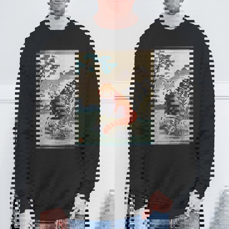 日本美術 レッサーパンダ 京斎 ヴィンテージ 日本 作品 スウェットシャツ 高齢者への贈り物