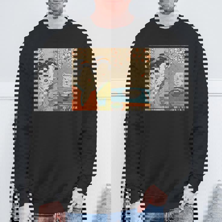 日本美術 桜猫と寿司 スウェットシャツ 高齢者への贈り物