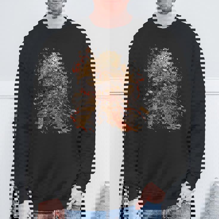 日本美術 虎 忍者 浮世絵 アニメ風 侍 虎 スウェットシャツ 高齢者への贈り物