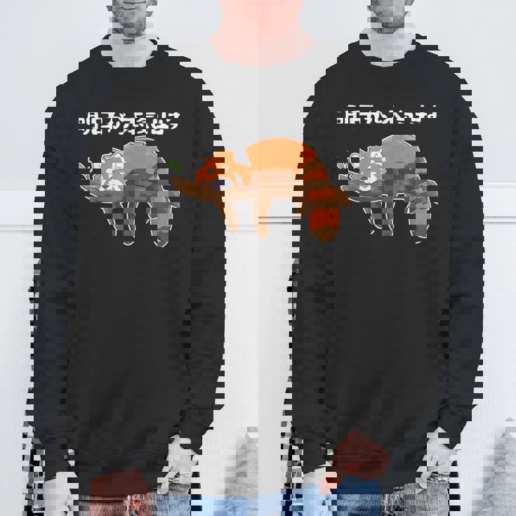 明日から怠惰なレッサーパンダ面白い スウェットシャツ 高齢者への贈り物