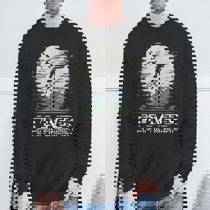 明日地球の日のための風力発電 クリーンエネルギー 風力タービン スウェットシャツ 高齢者への贈り物