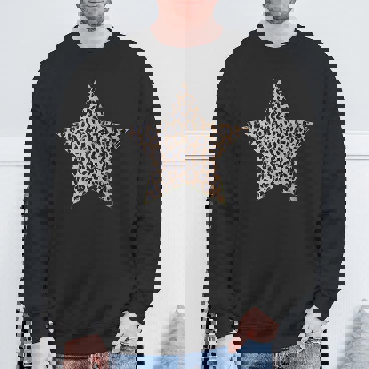 星型 かわいいチーターヒョウ柄グラフィック。 スウェットシャツ 高齢者への贈り物