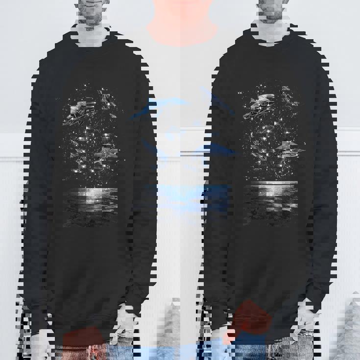 星座イルカ、天体宇宙銀河イルカ スウェットシャツ 高齢者への贈り物