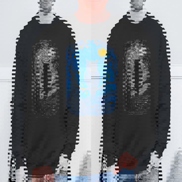 星月フクロウの夜のアートワーク スウェットシャツ 高齢者への贈り物