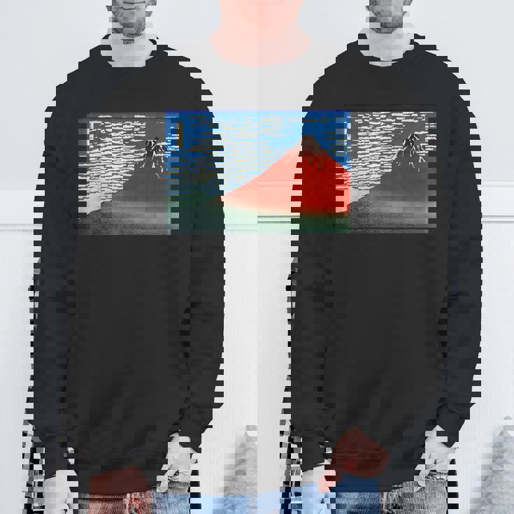 晴天の赤富士山 日本風景アートプリント スウェットシャツ 高齢者への贈り物