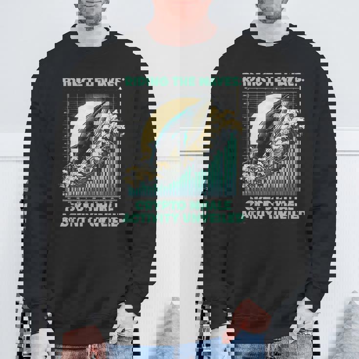 暗号通貨の波に乗るクジラの活動仮想通貨 スウェットシャツ 高齢者への贈り物