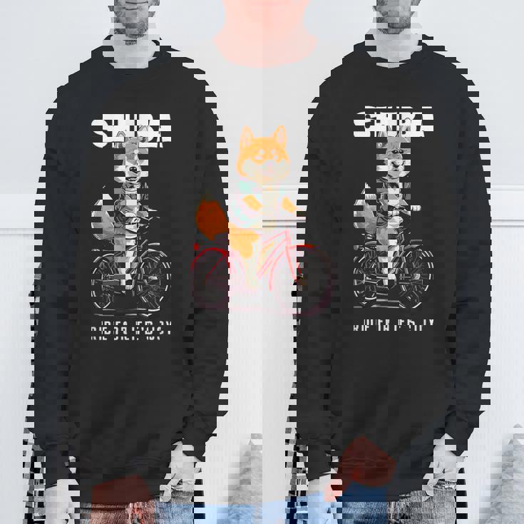 柴犬 いぬ イラスト 柴犬好き 犬好き 自転車 かわいい おもしろ レトロ Ride For Life's Joy スウェットシャツ 高齢者への贈り物