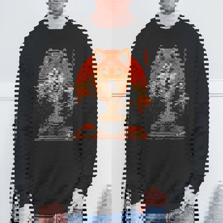 柴犬 ラーメン 麺 日本犬好き アニメ デザイン スウェットシャツ 高齢者への贈り物