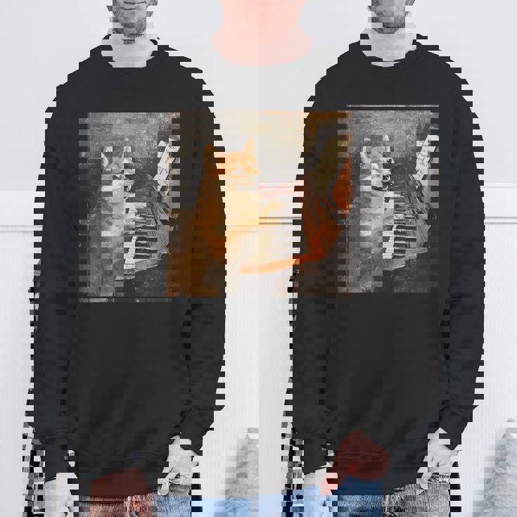 柴犬ピアノ犬 スウェットシャツ 高齢者への贈り物