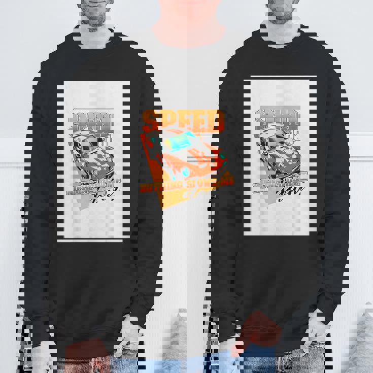 楽しいクールなレーシングカーイラスト スウェットシャツ 高齢者への贈り物