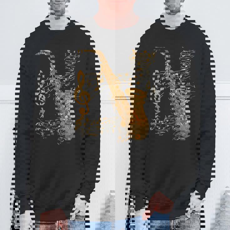 楽器 ト音記号 サックス奏者 音楽サックス スウェットシャツ 高齢者への贈り物