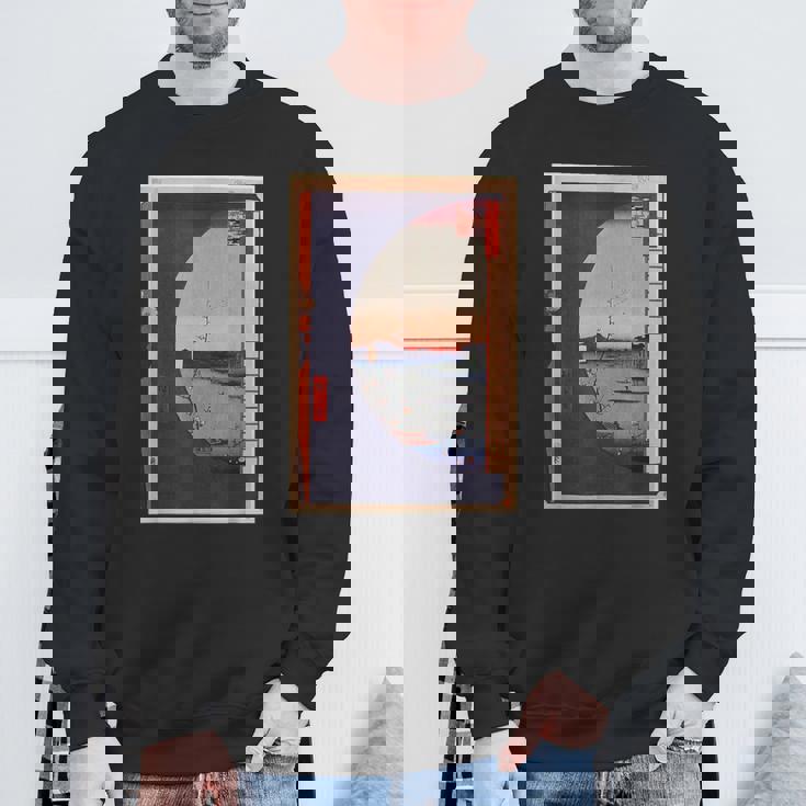 歌川広重 面白いtシャツ 名所江戸百景 絵画 アート メンズ 面白い 服 美術 グッズ 木版画 浮世絵 スウェットシャツ 高齢者への贈り物