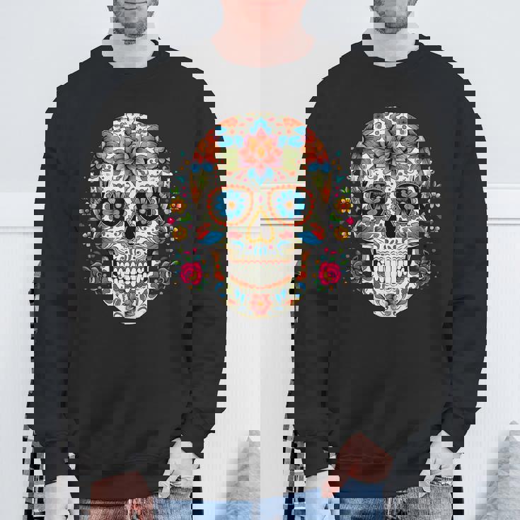 死者の日 シュガースカル 花柄 メキシコの日 カラベラデー スウェットシャツ 高齢者への贈り物