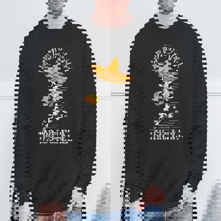 死者の日 メキシコ シュガースカル ファニー タコス スケルトン ハロー スウェットシャツ 高齢者への贈り物