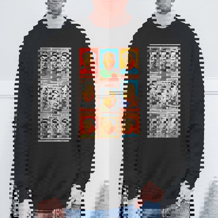 毛沢東ポップアートグリッド-9カラフルな肖像画と書道 スウェットシャツ 高齢者への贈り物