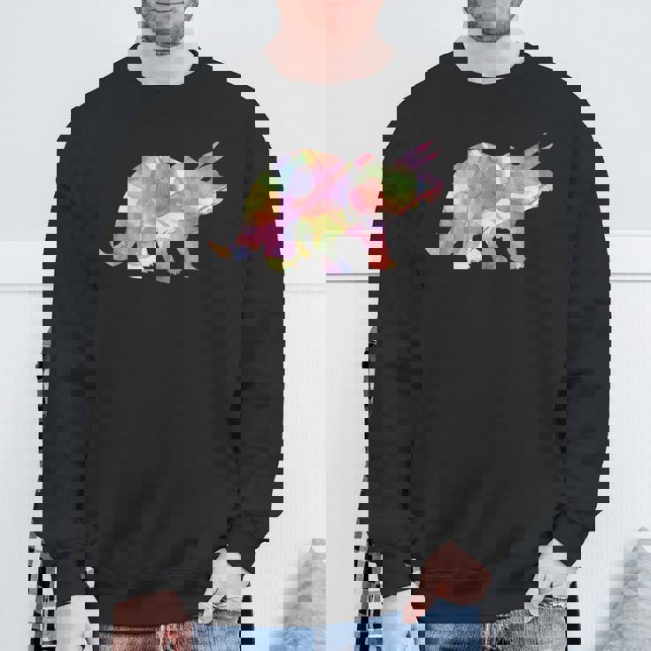 水彩爬虫類トリケラトプス古生物学恐竜 スウェットシャツ 高齢者への贈り物