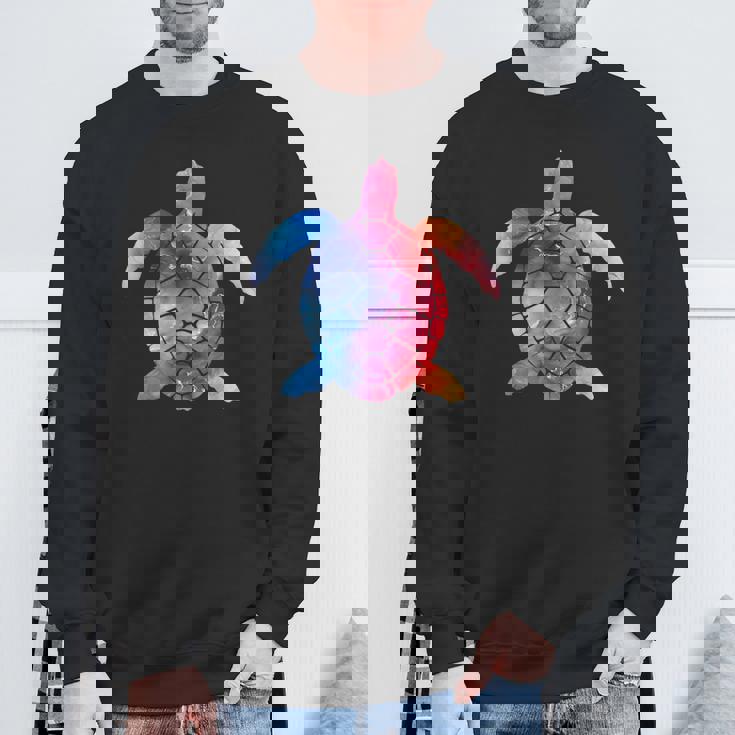 水彩画のようなウミガメのシルエット スウェットシャツ 高齢者への贈り物