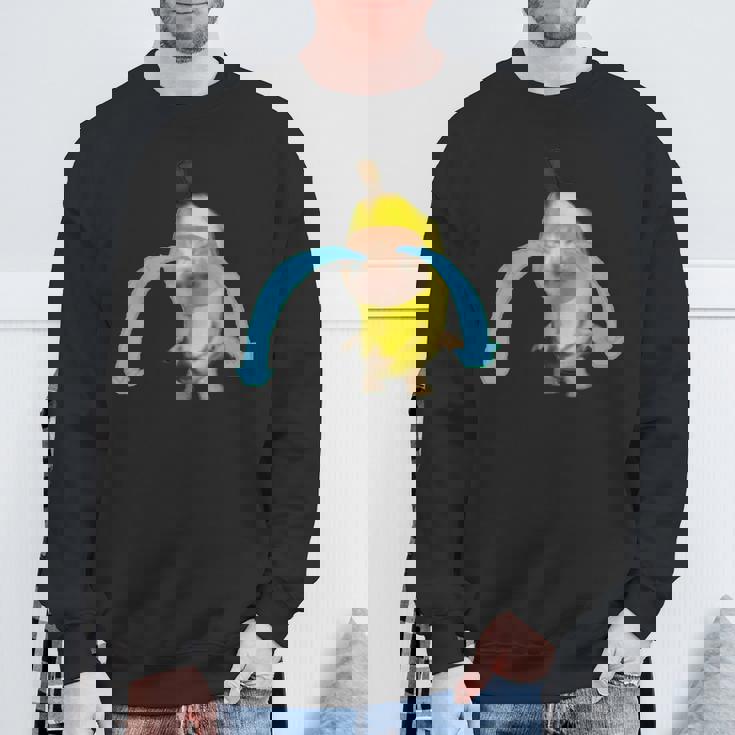 泣いているバナナ猫 スウェットシャツ 高齢者への贈り物