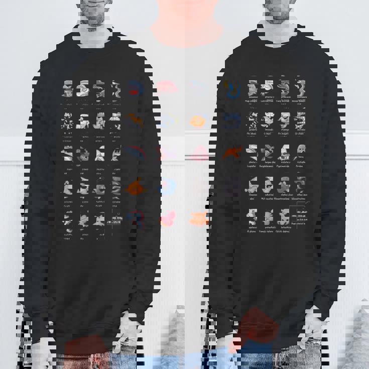 深海魚図鑑_文字白 長袖tシャツ スウェットシャツ 高齢者への贈り物