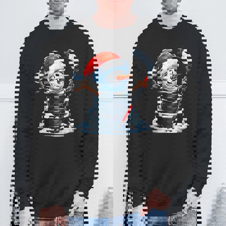 漫画 アイスホッケーパック 雪だるま サンタ帽子付き クリスマス スウェットシャツ 高齢者への贈り物