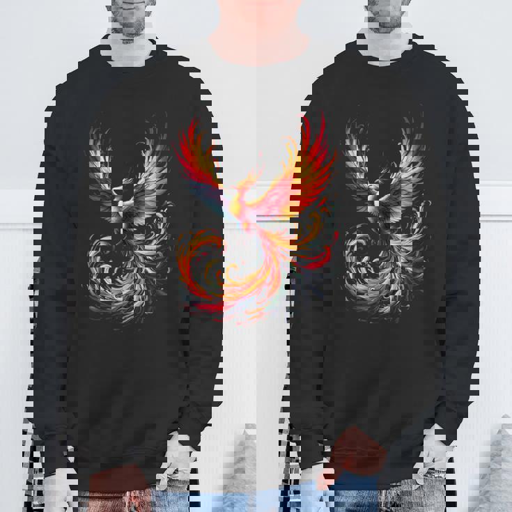 火の鳥 不死鳥 神話上の鳥 立ち上がり 再び生まれる 灰 長袖tシャツ スウェットシャツ 高齢者への贈り物