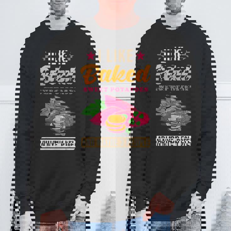 焼き芋が好きで、3人で面白いじゃがいも スウェットシャツ 高齢者への贈り物
