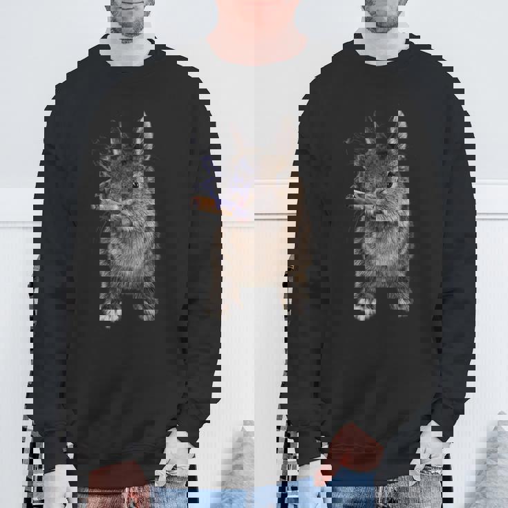 煙草を吸ううさぎ たばこ スウェットシャツ 高齢者への贈り物