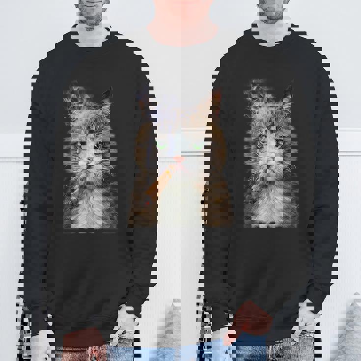 煙草を吸うネコ 猫 たばこ ねこ スウェットシャツ 高齢者への贈り物