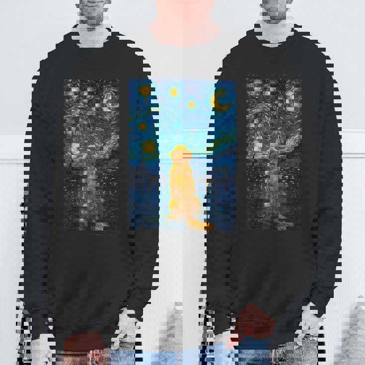 犬 天体観測 ゴッホ 夜空 ゴールデンレトリバー ラブラドール スウェットシャツ 高齢者への贈り物