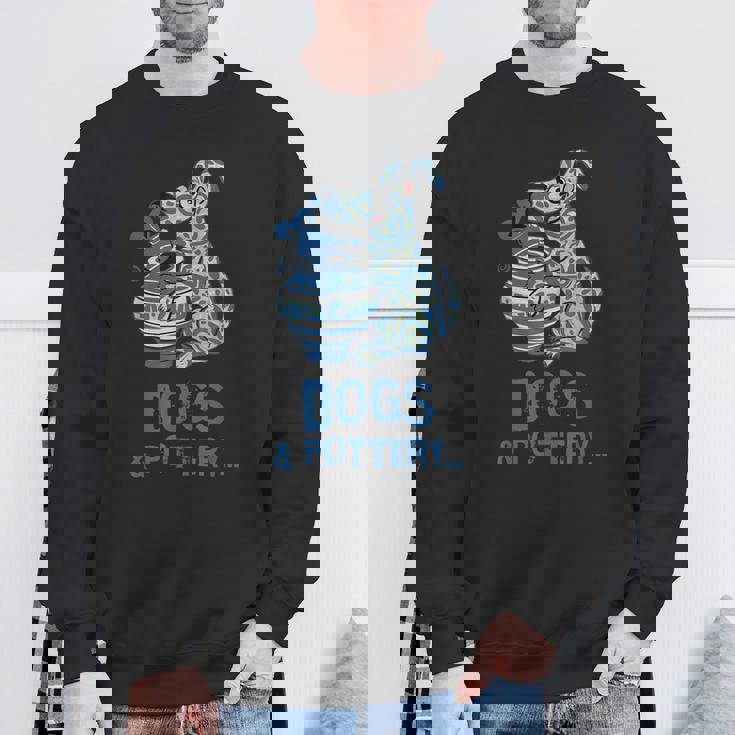 犬と陶器 面白い犬の陶芸家 アート スウェットシャツ 高齢者への贈り物