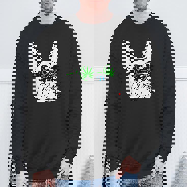 犬のサングラス喫煙420クールな雑草大麻マリファナ スウェットシャツ 高齢者への贈り物