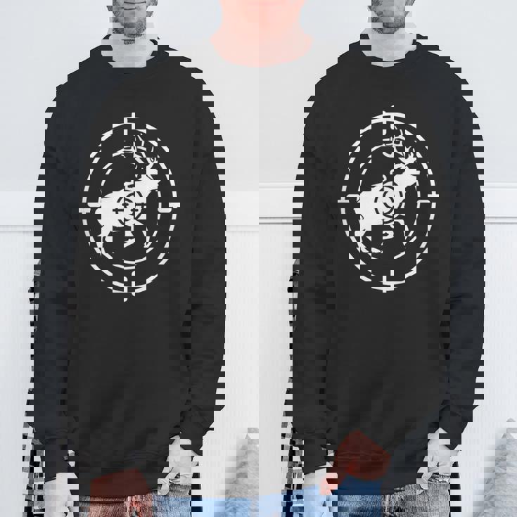 狩猟 射撃 猟師 熊 鹿 猟 ハンター 心電図 おもしろ グッズ 服 面白いtシャツ ライフル ネタ メンズ スウェットシャツ 高齢者への贈り物