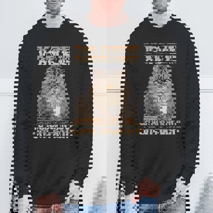 猫朝のイライラとコーヒー愛好家向け T パラス猫 スウェットシャツ 高齢者への贈り物