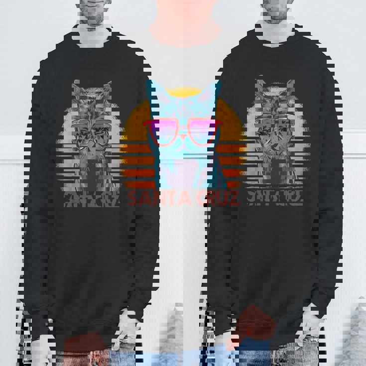 猫 ねこねこ サンタクルーズ カリフォルニア州 レトロ スウェットシャツ 高齢者への贈り物