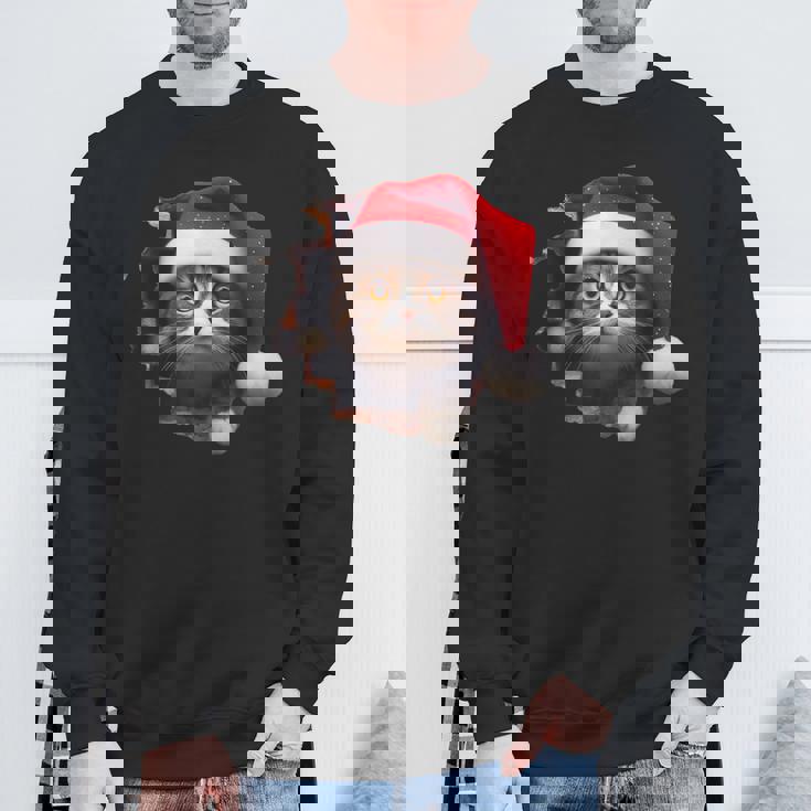 猫 クリスマス クリスマスパーティー スウェットシャツ 高齢者への贈り物