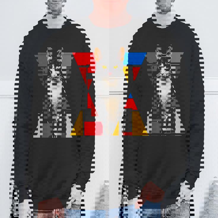 猫 グラフィック ペット アートワーク 猫 スウェットシャツ 高齢者への贈り物