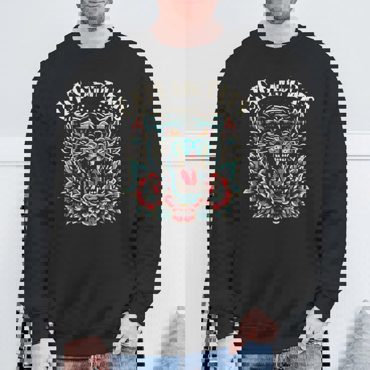 猫 タトゥー トラディショナル タトゥー アーティスト インク タトゥー師 ヴィンテージ スウェットシャツ 高齢者への贈り物