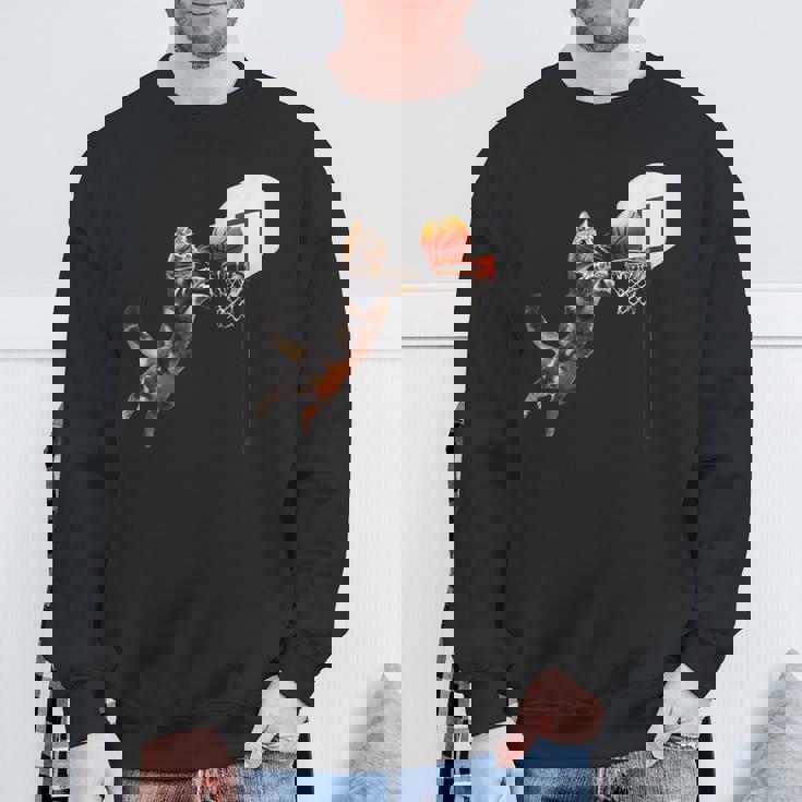 猫 ネコ バスケ 面白いtシャツ 文字入り メンズ おもしろ 面白い 服 おもしろグッズ ネタ 浮世絵 スウェットシャツ 高齢者への贈り物