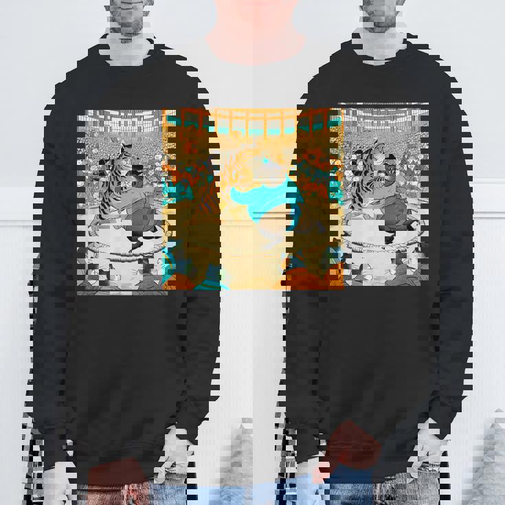 猫 ネコ 相撲 面白いtシャツ 文字入り メンズ おもしろ 面白い 服 おもしろグッズ ネタ 力士 浮世絵 スウェットシャツ 高齢者への贈り物