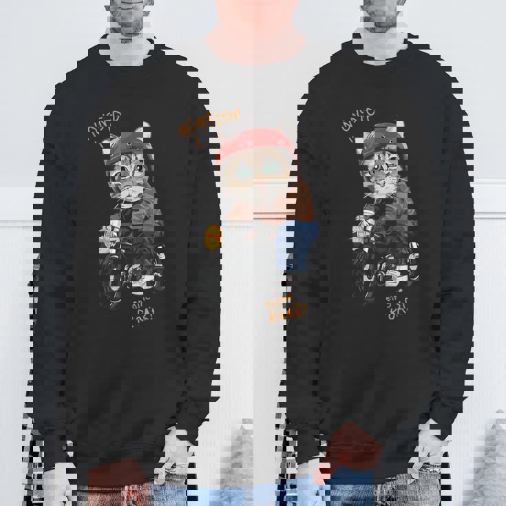 猫 バイク オートバイ おもしろ ねこ ライダース バイカー 面白い ネコ スウェットシャツ 高齢者への贈り物