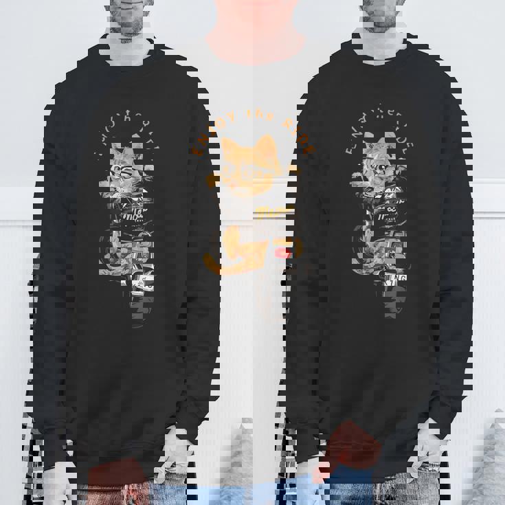 猫 おもしろ バイク オートバイ ねこ ライダース バイカー 面白い ネコ スウェットシャツ 高齢者への贈り物