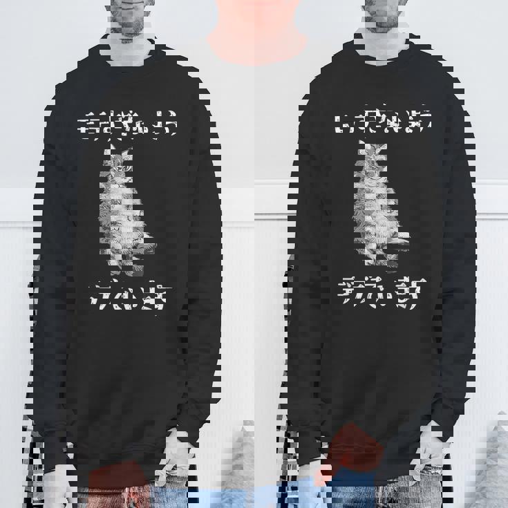 猫 モテるデブ 面白いtシャツ 文字入り メンズ おもしろ 面白い 服 オリジナル おもしろグッズ 文字 スウェットシャツ 高齢者への贈り物