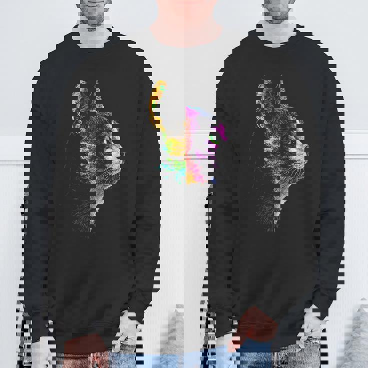 猫 動物 グラフィック アートワーク 猫 スウェットシャツ 高齢者への贈り物