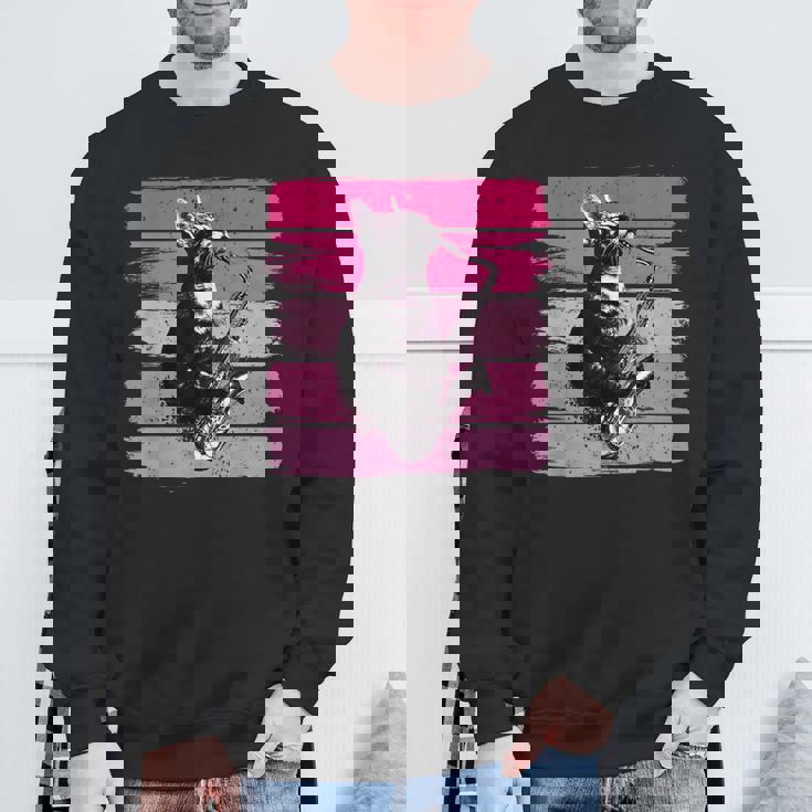 猫 演奏 サックス おもしろい 猫 ジャズ サックス レトロ サックス スウェットシャツ 高齢者への贈り物