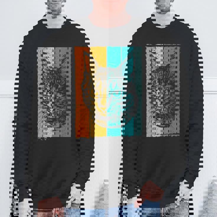 猫、レトロ スウェットシャツ 高齢者への贈り物