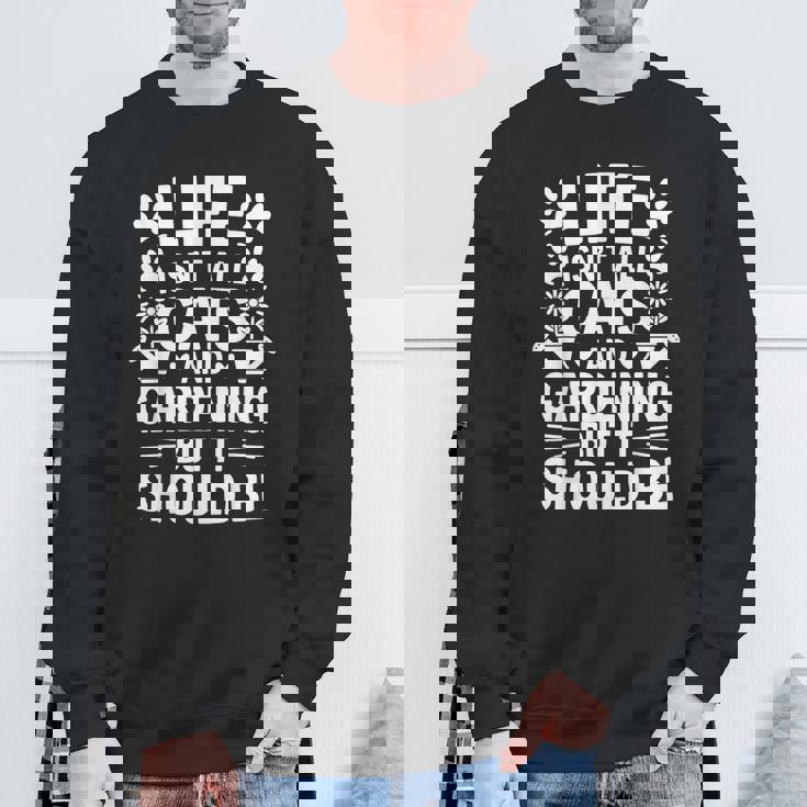 猫とガーデニング 庭師 おもしろガーデニング スウェットシャツ 高齢者への贈り物