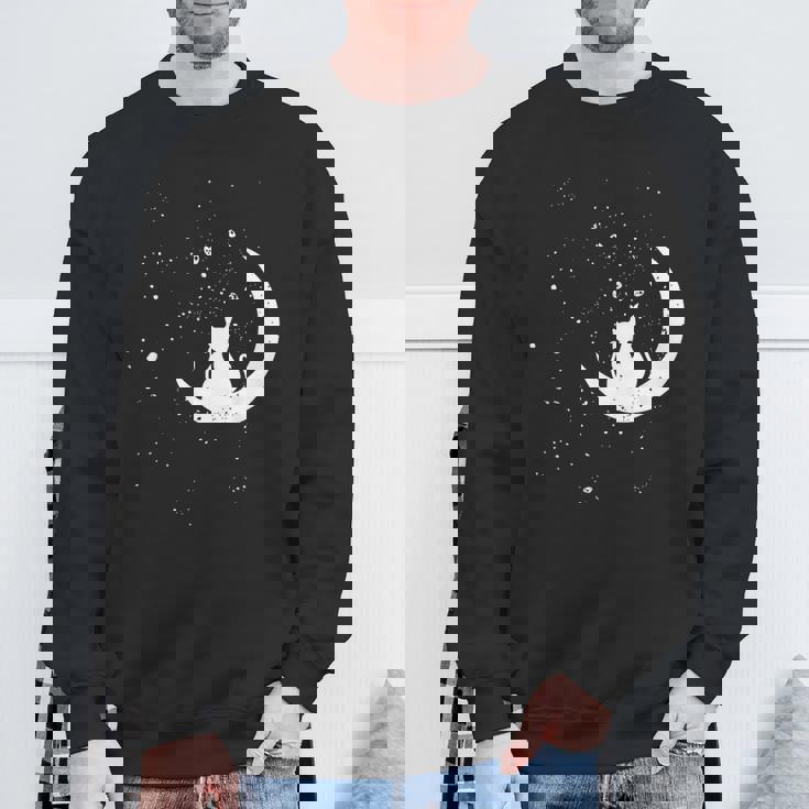 猫の家族 月の絵柄 メンズ レディース 子供 スウェットシャツ 高齢者への贈り物