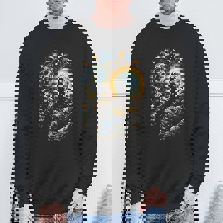 猫の星月夜 猫ヴァン・ゴッホ キャットアート キッズメンズ面白い猫 猫 スウェットシャツ 高齢者への贈り物