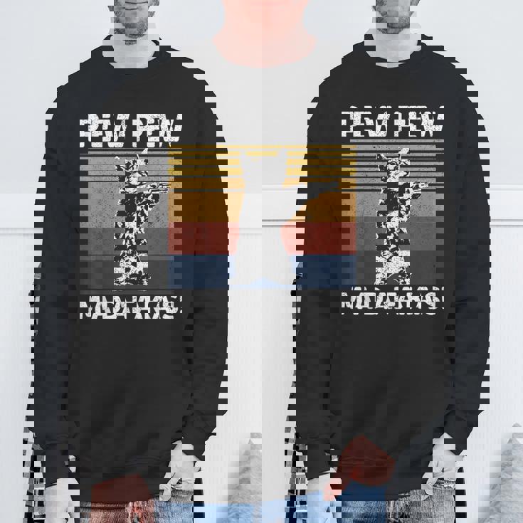 猫ビンテージpewpewpewマダファカス猫クレイジーピュー スウェットシャツ 高齢者への贈り物